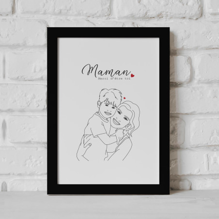 Choisi un cadre noir, blanc ou bois pour ton affiche personnalisée merci maman