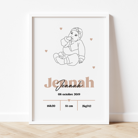 Affiche line art bébé avec prénom