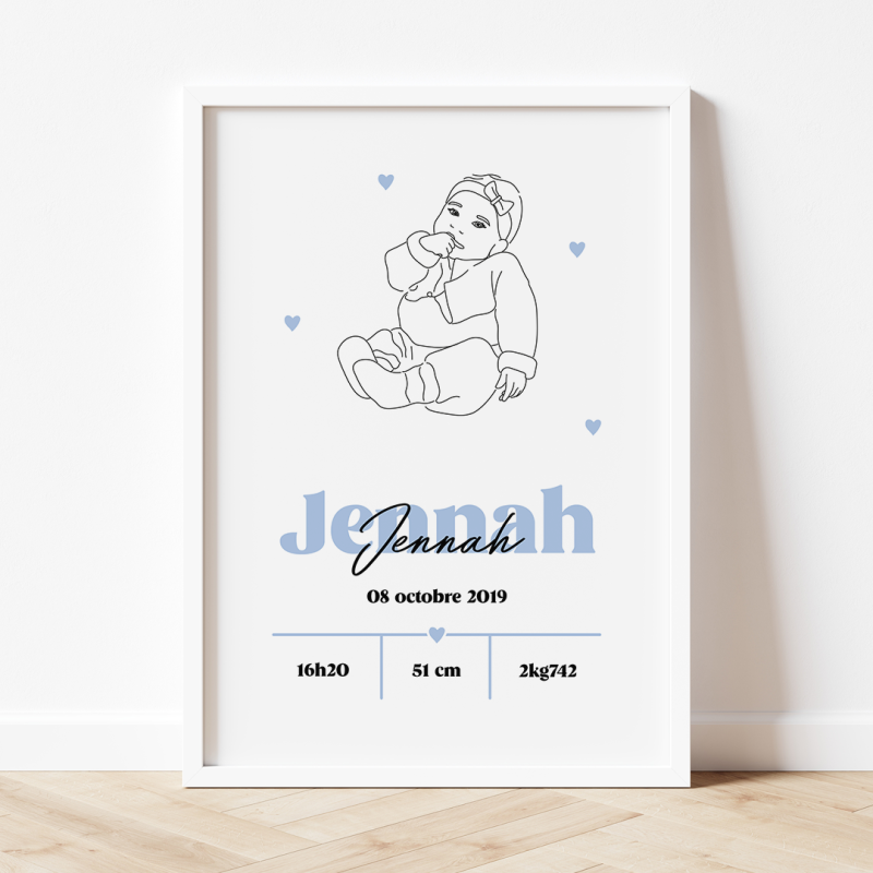 Affiche line art bébé avec prénom