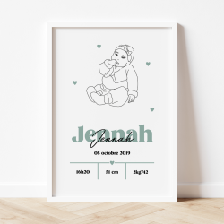 Affiche line art bébé avec prénom