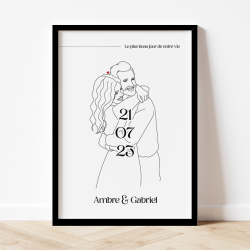 Affiche Line art pour ton couple avec une date importante