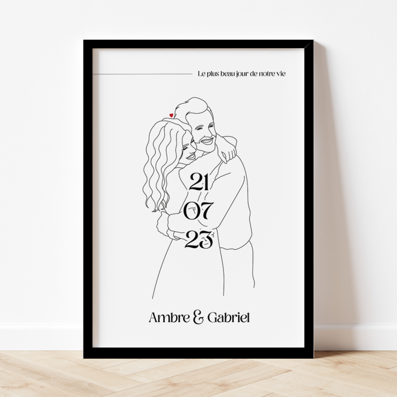 Affiche Line art pour ton couple avec une date importante