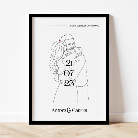 Affiche Line art pour ton couple avec une date importante