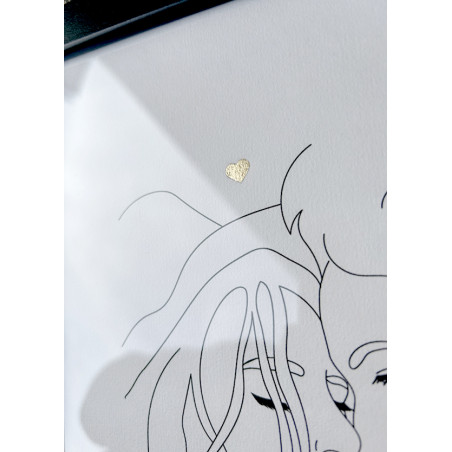 Illustration avec coeur doré à l'or fin  artisanalement