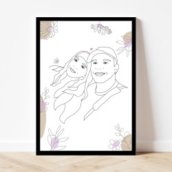 L'affiche personnalisée avec des fleurs roses est idéale pour toute la famille.