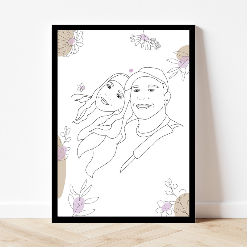 L'affiche personnalisée avec des fleurs roses est idéale pour toute la famille.