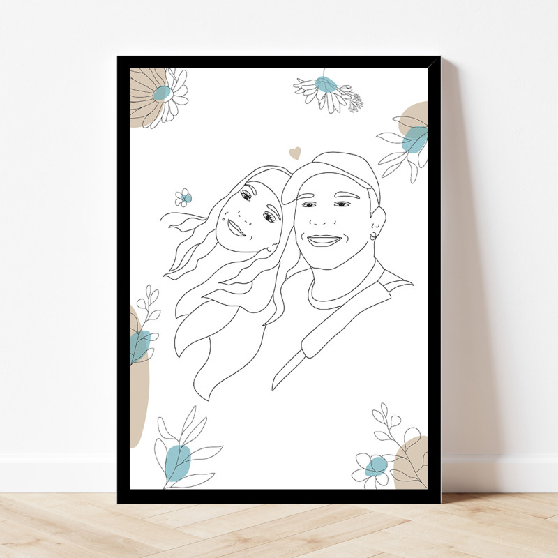 L'affiche personnalisée avec des fleurs bleues est idéale pour toute la famille.