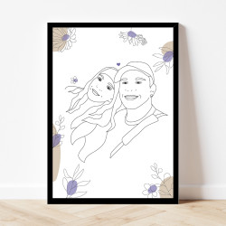 L'affiche personnalisée avec des fleurs mauves est idéale pour toute la famille.