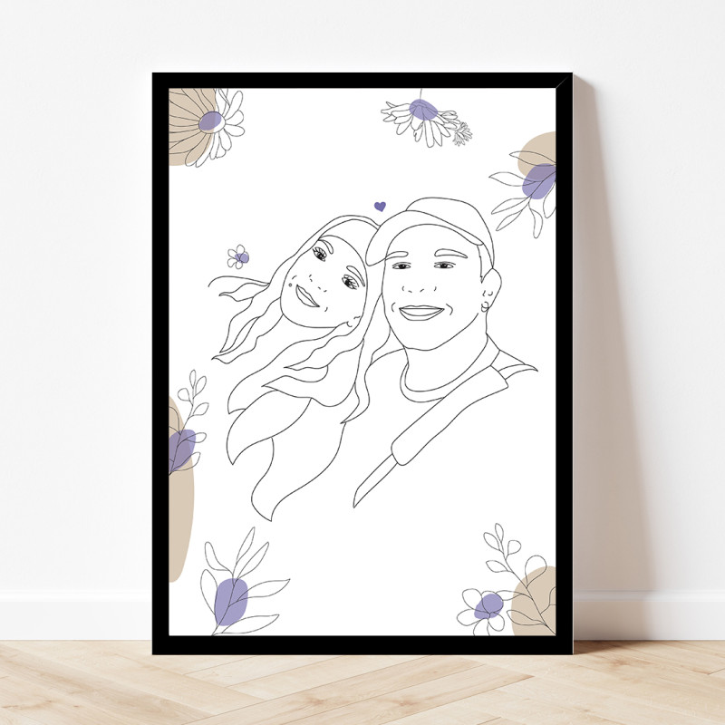 L'affiche personnalisée avec des fleurs mauves est idéale pour toute la famille.