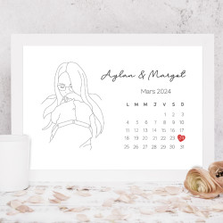 L'affiche Line art personnalisée, un cadeau parrain ou marraine idéal avec date de naissance ou d'engagement