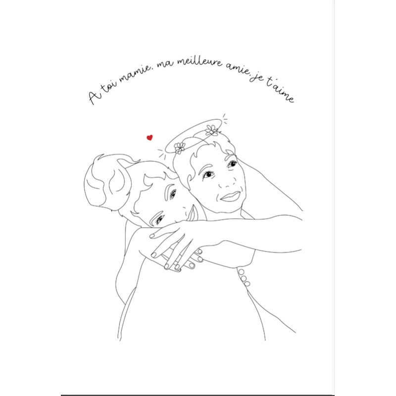 Affiche sans cadre en hommage à une mamie de la part de sa petite fille chérie