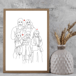 Affiche personnalisée de ta famille avec illustration line art