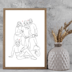 Affiche personnalisée de ta famille avec illustration line art