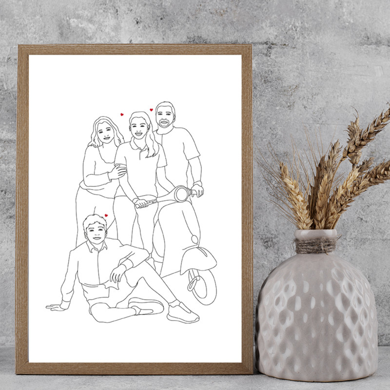 Affiche personnalisée de ta famille avec illustration line art