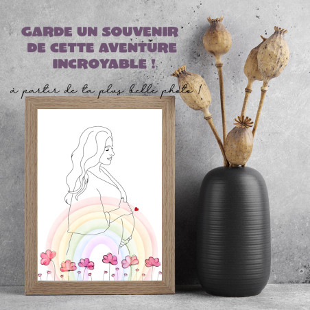 Affiche grossesse avec une illustration d'après ta photo