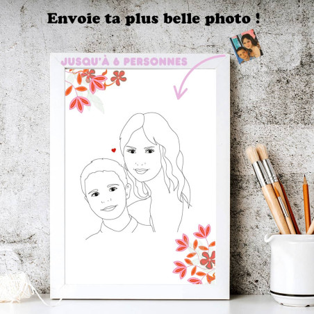 Pour toi je crée une affiche personnalisée à partir d'une photo (ou plusieurs), décorée avec des fleurs orange et rouges.