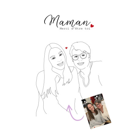 Affiche personnalisée d'après photo "merci maman" à offrir pour la fête des mères, Noël ou un anniversaire