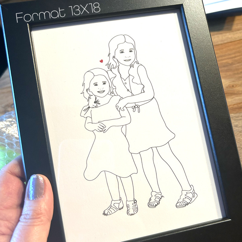 Cadre avec dessin d'après photo