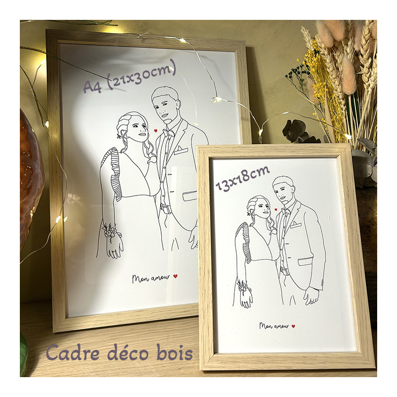 Cadre avec dessin d'après photo